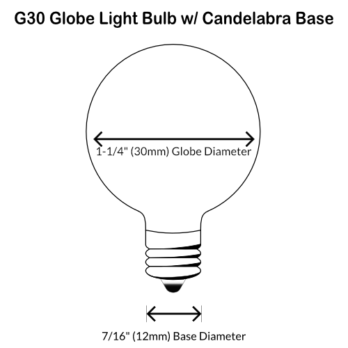 Sival LED G30 Globe Bulb, Glass, 0.6W - Warm White - (Candelabra Base/E12), 250-Pack