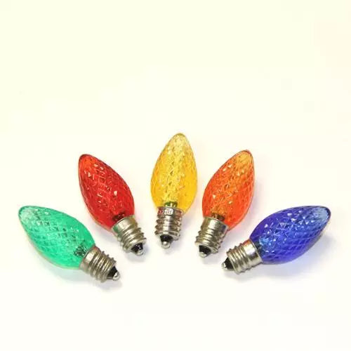 LED C7 Bulb, E12 candelabra base, 130V, .58W, UL, opaque mul