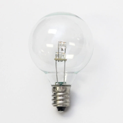 LED G40, glass, warm white, 5 LEDs, E12, 130V, nickel base,