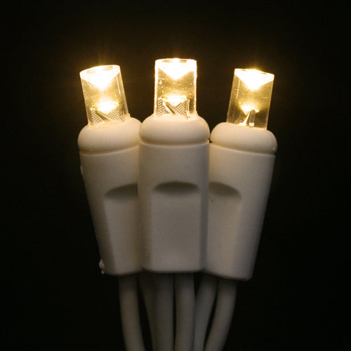 Sival LED 50LT Polka Dot (5mm) Christmas Light String, 6" spacing - White Wire (s), Soft Warm White (~2400K), 1-String P