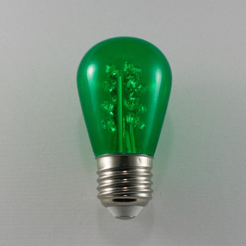 LED S14, glass, 0.7W, 16 LEDs, E27, 120V, green - (5 pack)