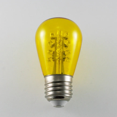 LED S14, glass, 0.7W, 16 LEDs, E27, 120V, yellow - (5 pack)
