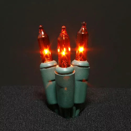 50LT Minilights, 5" spacing, green cord, amber bulbs, 21.25'