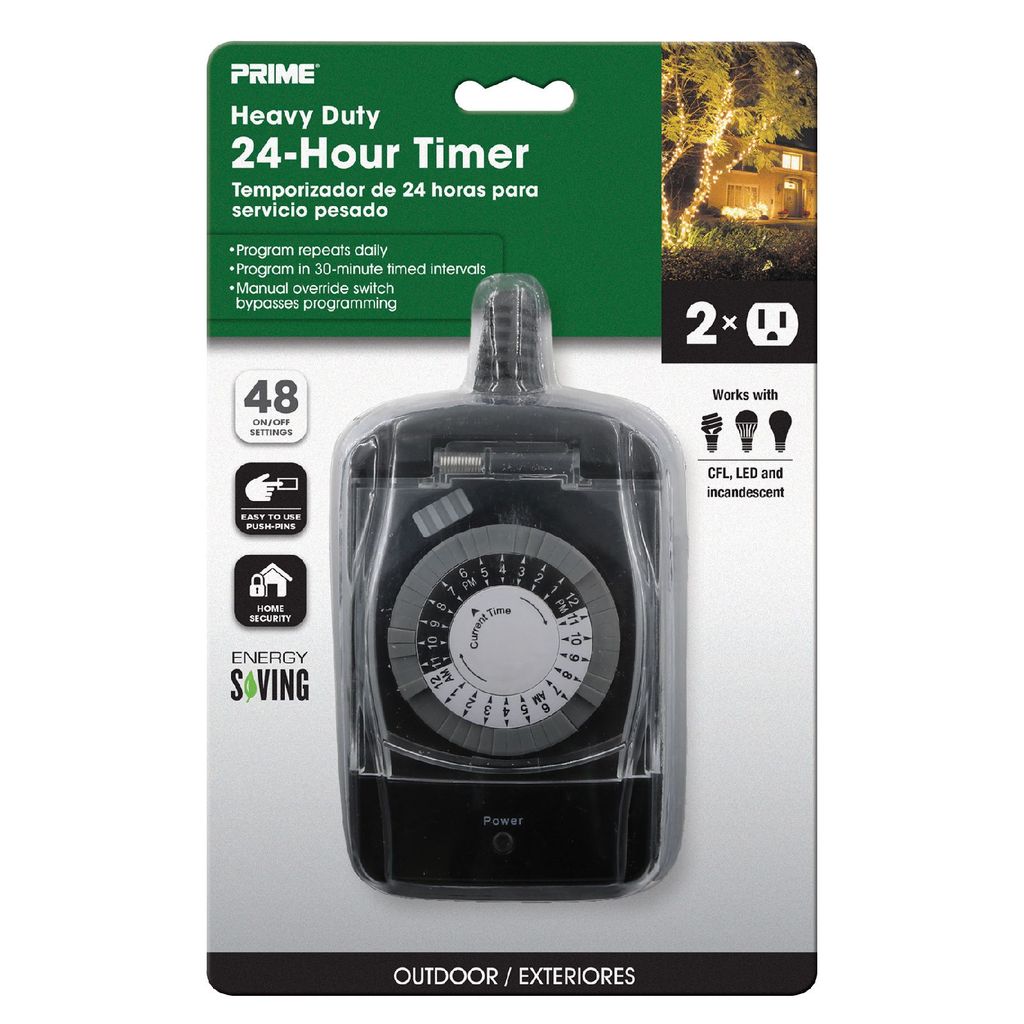 Sival 2-Outlet Outdoor 24Hr Electromechanical Timer w/ 18in Cord, 1-Pack