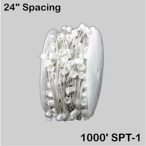 C9 (E17) Spool, 1000ft, 24" spacing, white, 18AWG, SPT-1, no