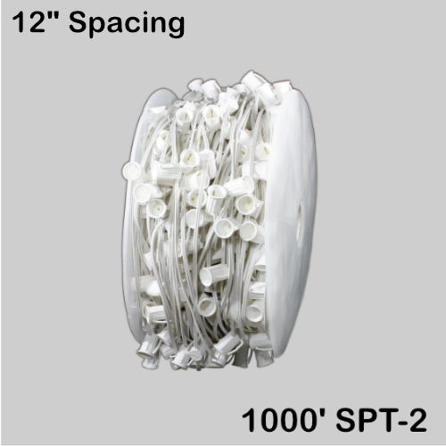 C9 (E17) Spool, 1000ft, 12" spacing, white, 18AWG, SPT-2, no