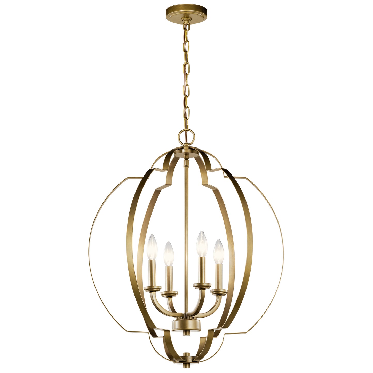 Voleta Four Light Foyer Pendant in Natural Brass