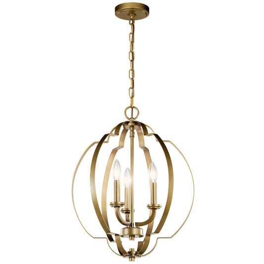 Voleta Three Light Pendant in Natural Brass