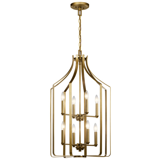 Morrigan Eight Light Foyer Chandelier in Natural Brass