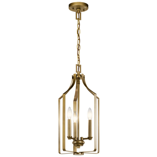 Morrigan Three Light Pendant in Natural Brass