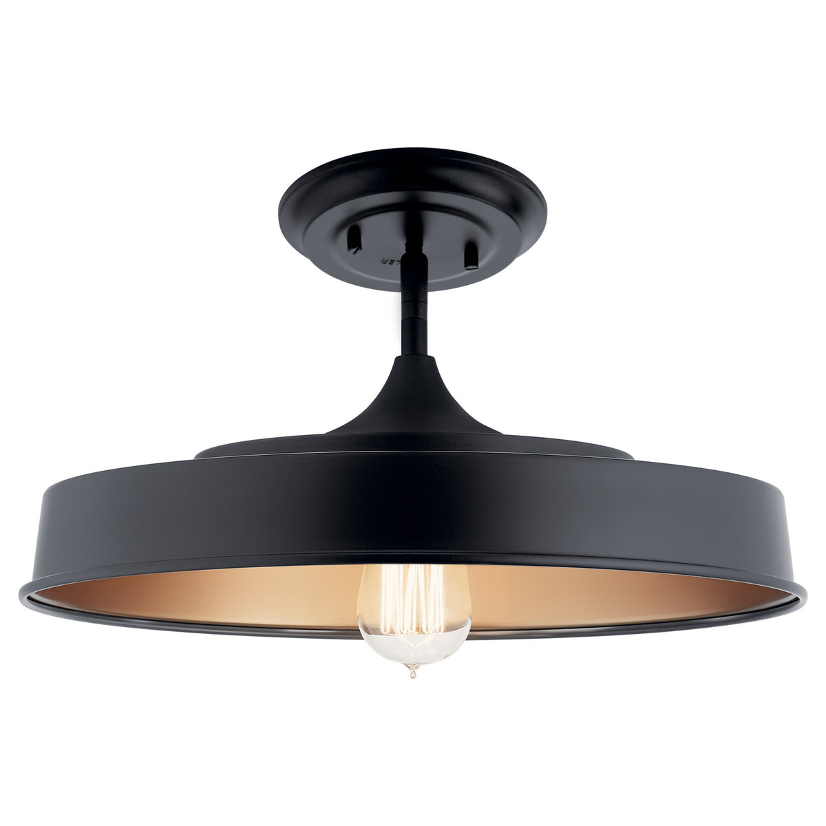 Elias One Light Semi Flush Mount in Black