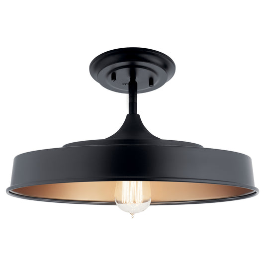 Elias One Light Semi Flush Mount in Black
