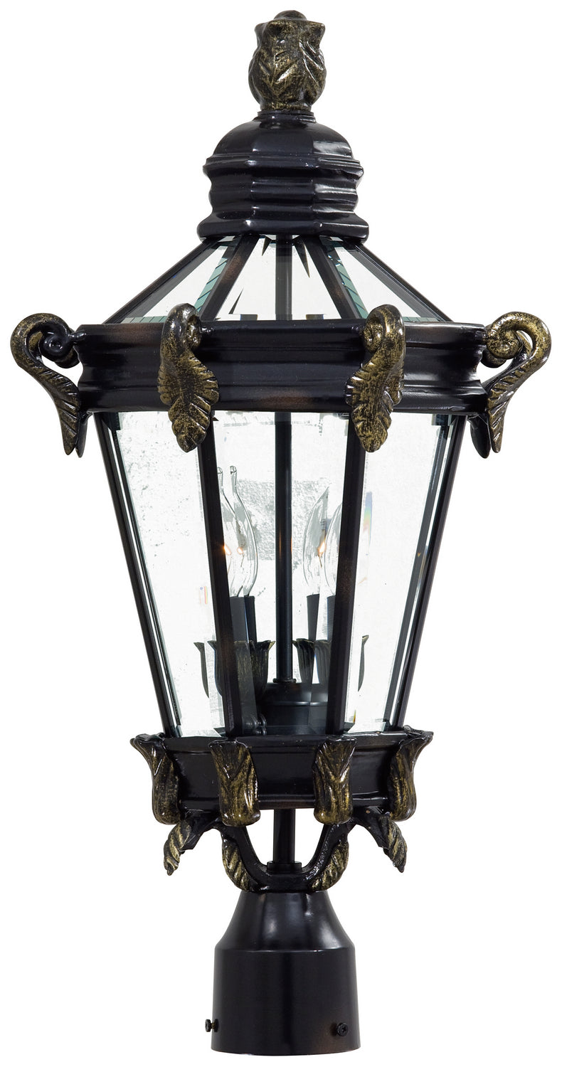 Stratford Hall Two Light Post Mount in Heritage w/Gold Highlights