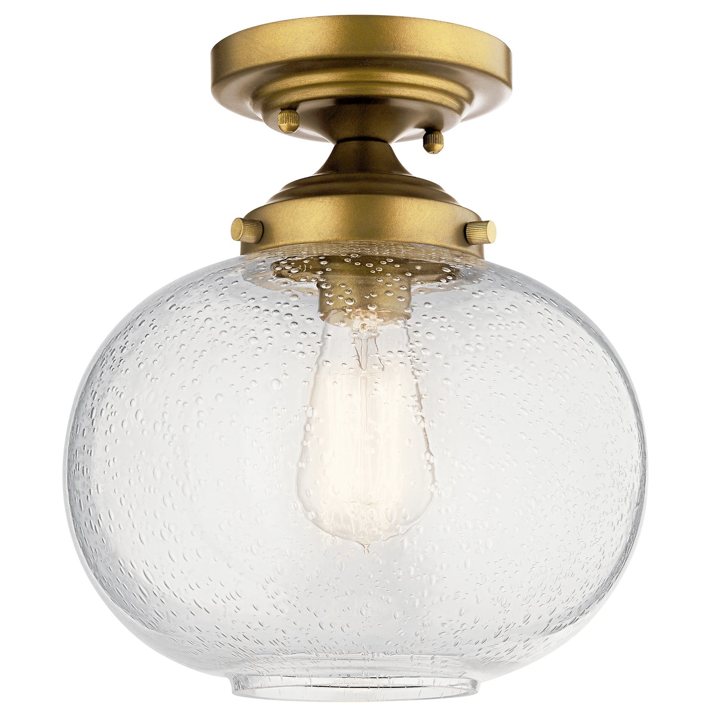 Avery One Light Semi Flush Mount in Natural Brass