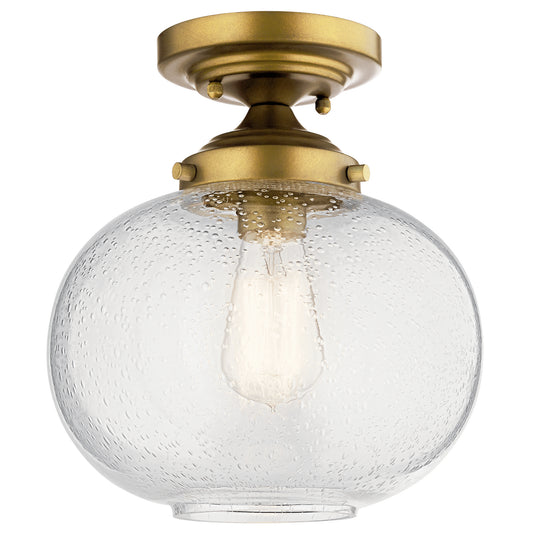 Avery One Light Semi Flush Mount in Natural Brass