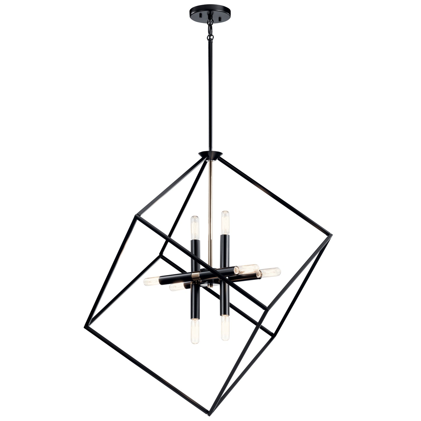 Cartone Eight Light Chandelier in Black