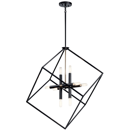 Cartone Eight Light Chandelier in Black