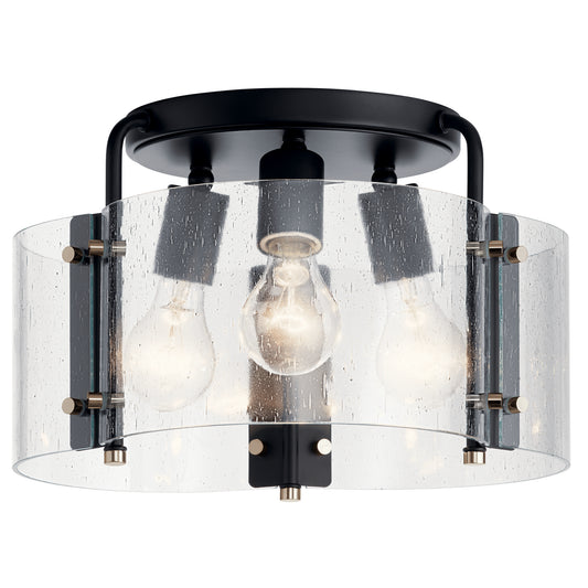 Thoreau Three Light Semi Flush Mount in Black