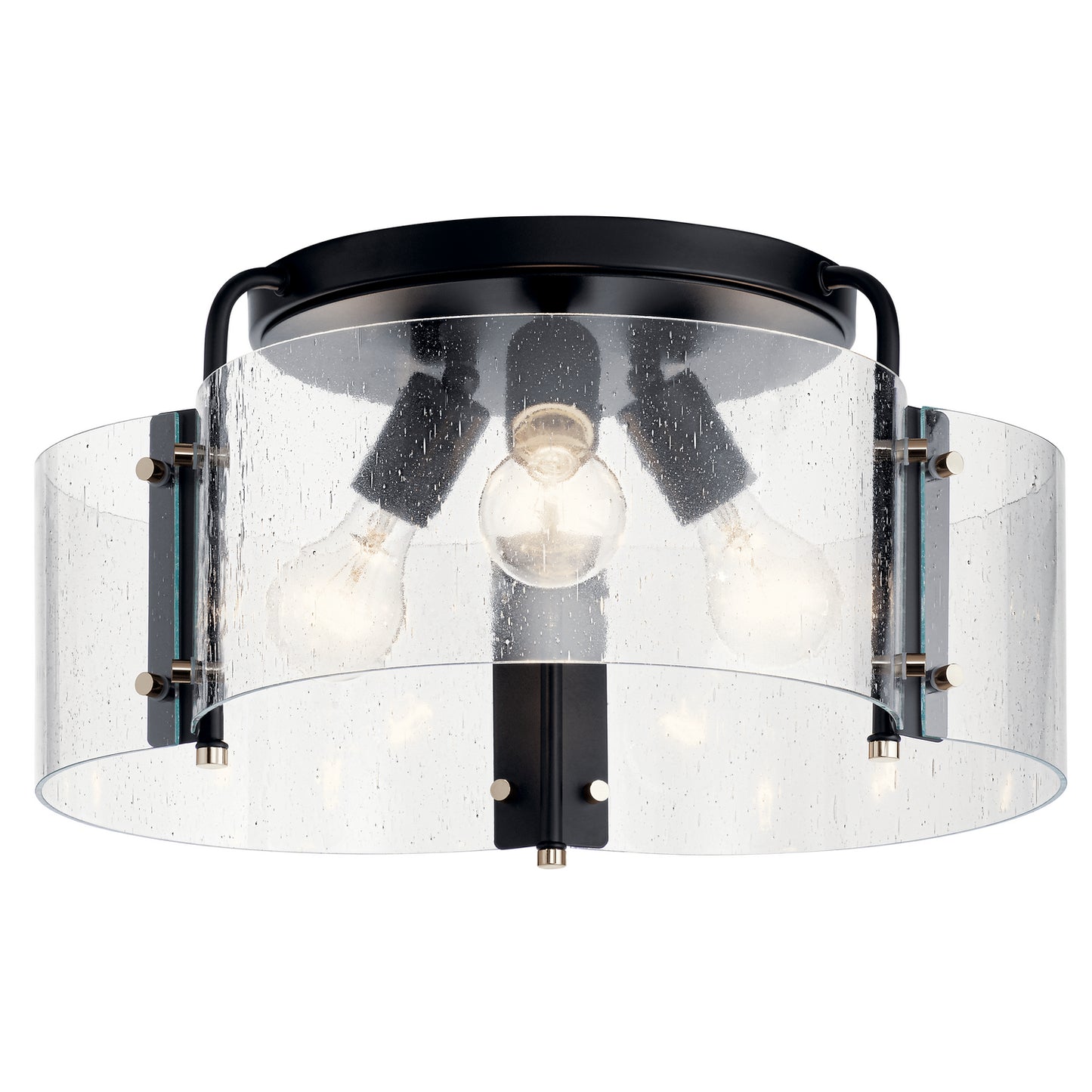 Thoreau Three Light Semi Flush Mount in Black