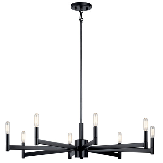 Erzo Eight Light Chandelier in Black