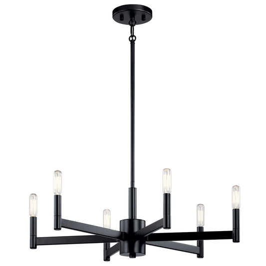 Erzo Six Light Chandelier in Black