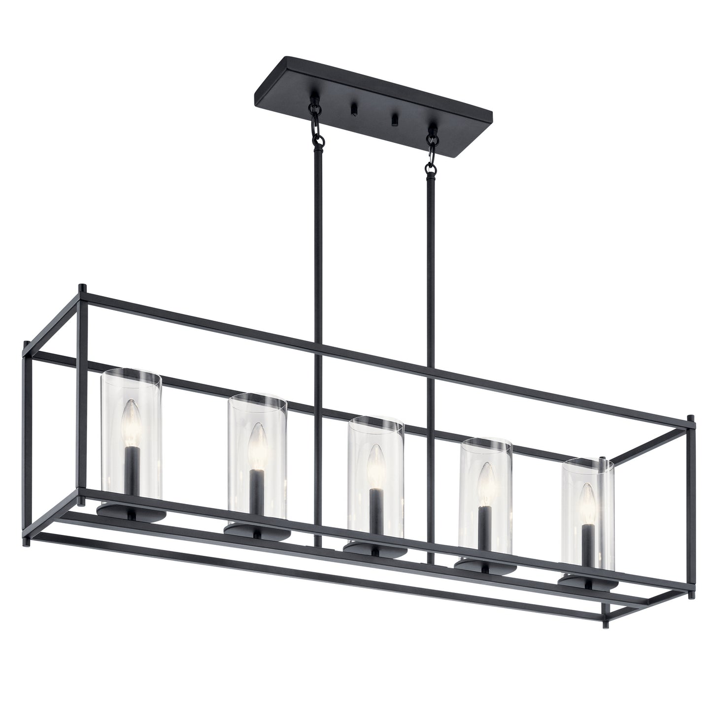Crosby Five Light Linear Chandelier in Black