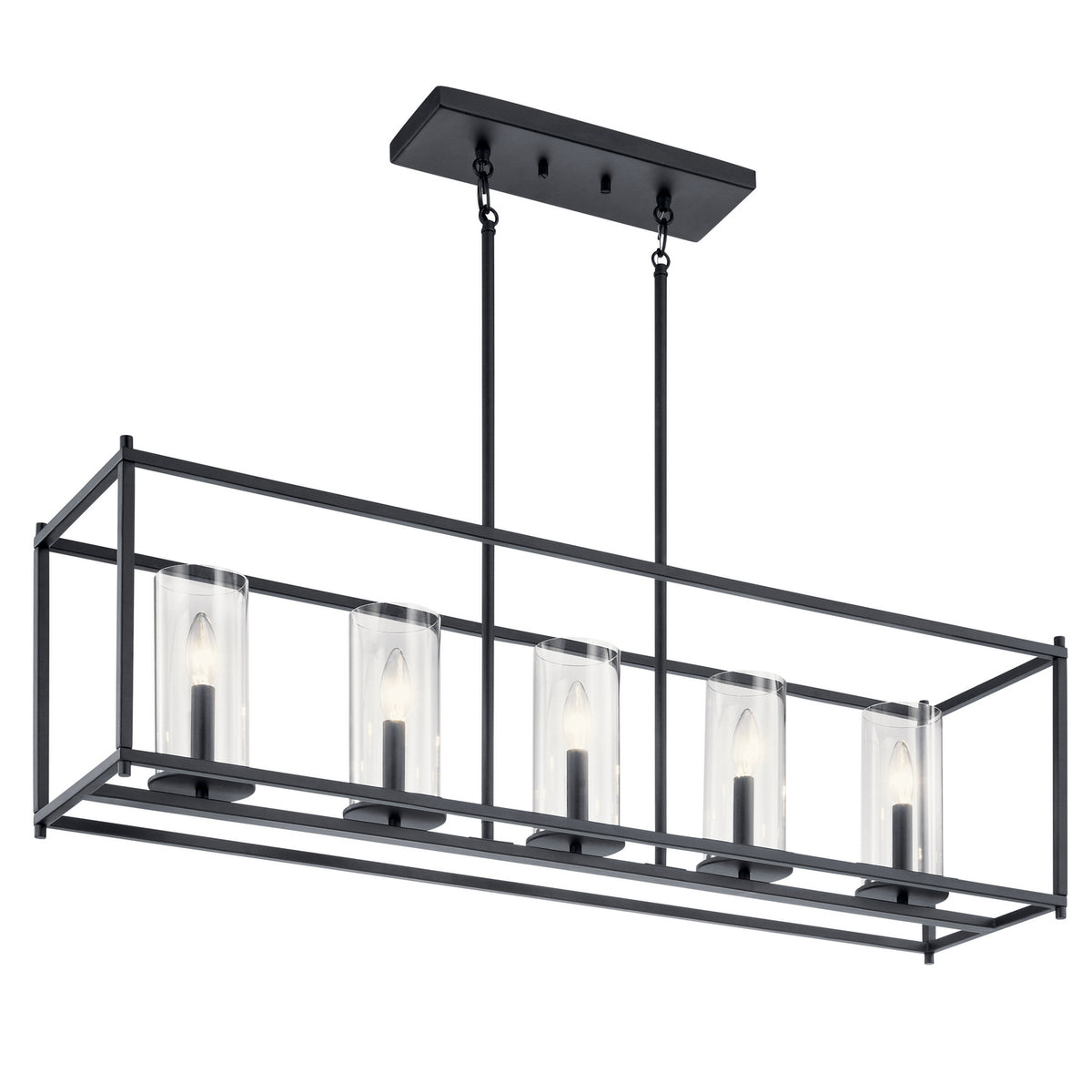 Crosby Five Light Linear Chandelier in Black