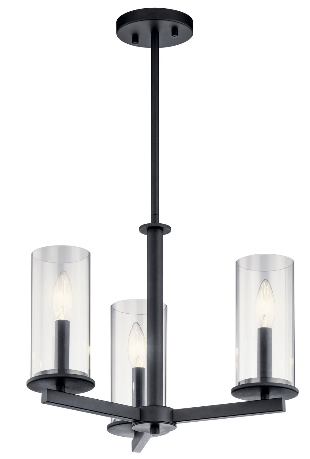 Crosby Three Light Chandelier/Semi Flush in Black