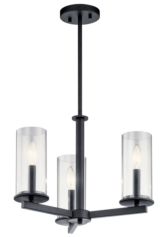 Crosby Three Light Chandelier/Semi Flush in Black