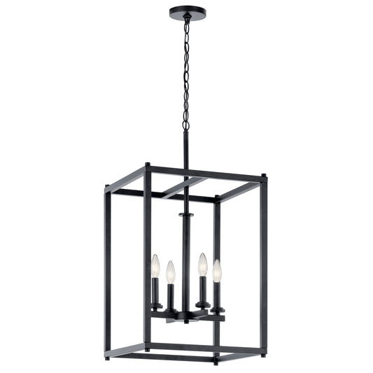 Crosby Four Light Foyer Pendant in Black