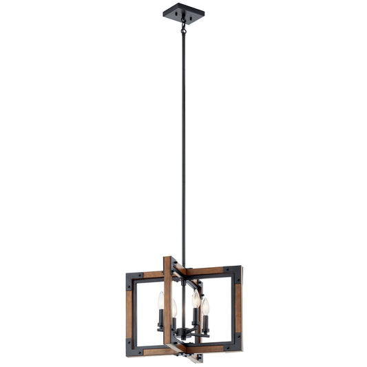 Marimount Four Light Chandelier/Semi Flush Mount in Auburn Stained