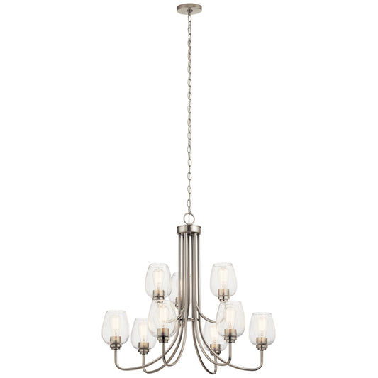 Valserrano Nine Light Chandelier in Brushed Nickel