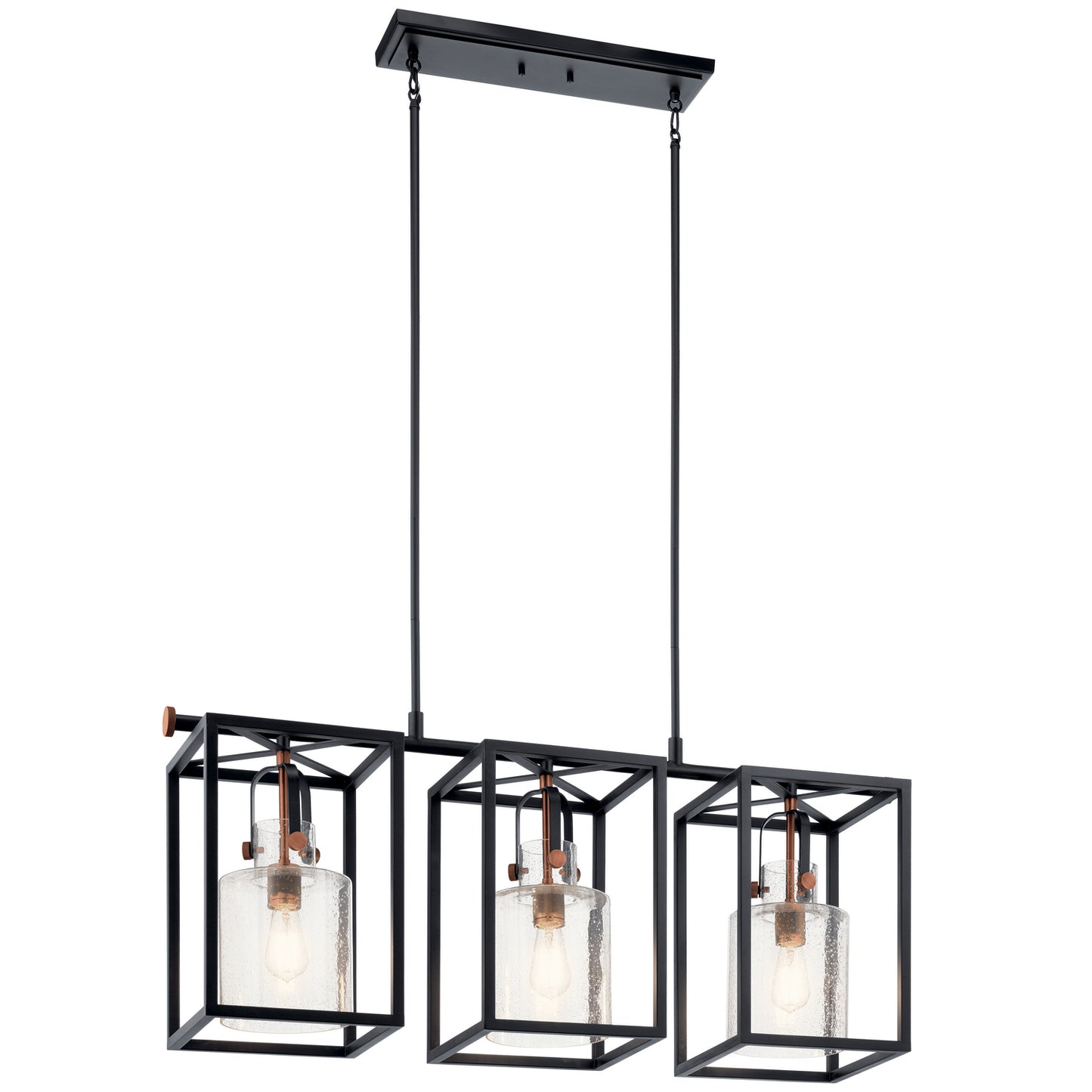 Kitner Three Light Linear Chandelier in Black