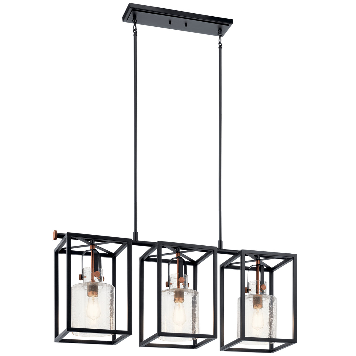 Kitner Three Light Linear Chandelier in Black