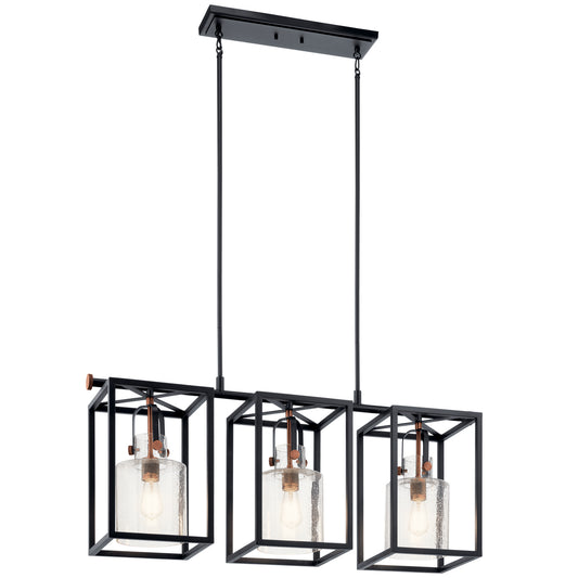Kitner Three Light Linear Chandelier in Black