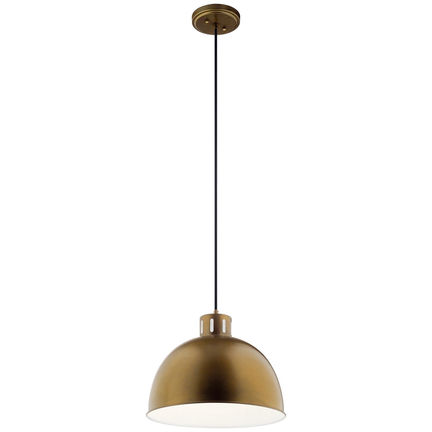 Zailey One Light Pendant in Natural Brass