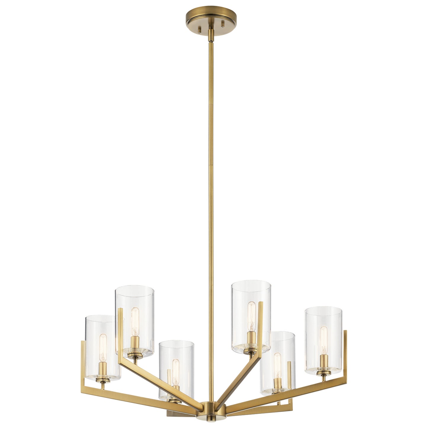 Nye Six Light Chandelier in Brushed Natural Brass