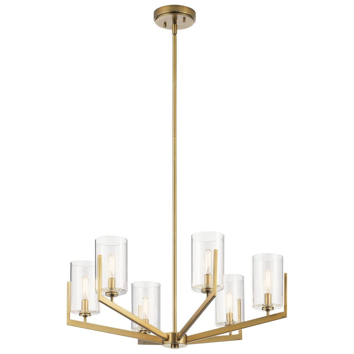 Nye Six Light Chandelier in Brushed Natural Brass
