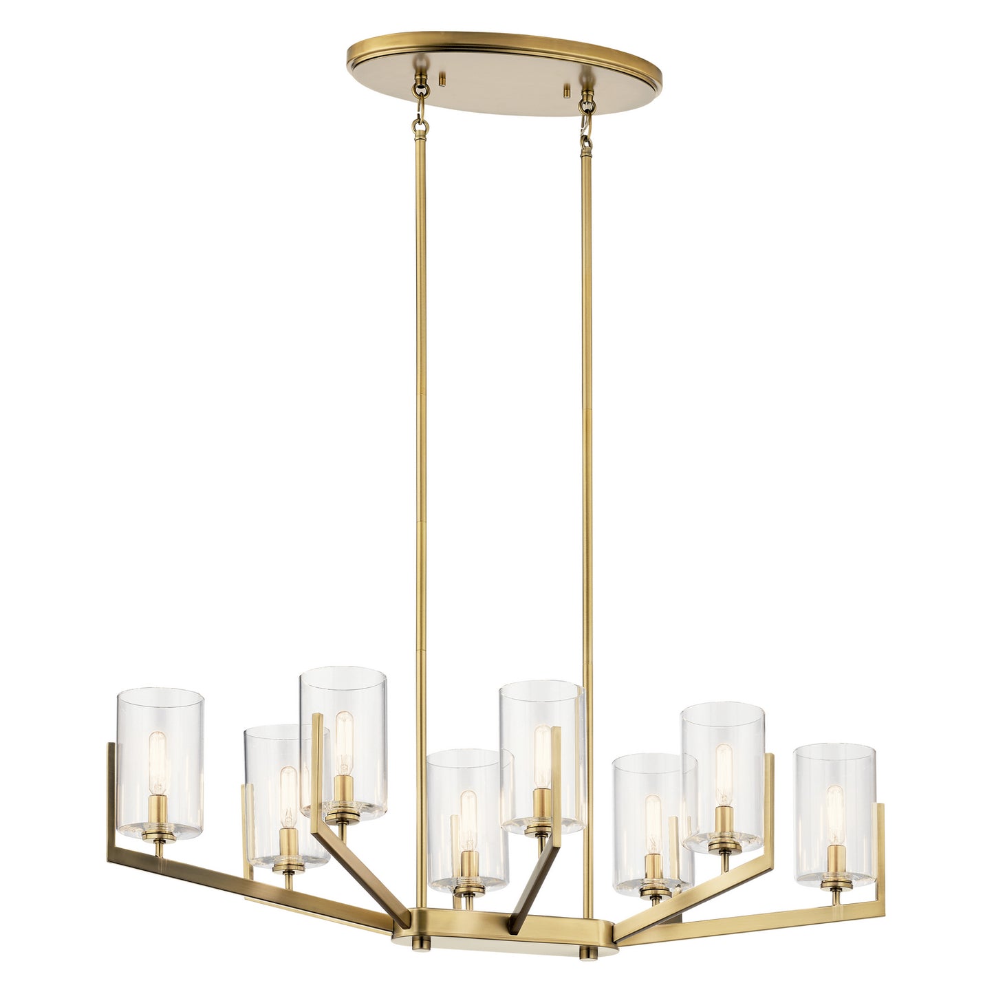 Nye Eight Light Chandelier in Brushed Natural Brass