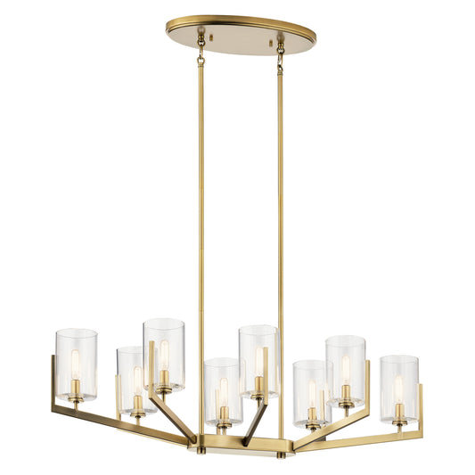 Nye Eight Light Chandelier in Brushed Natural Brass