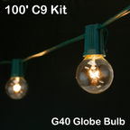 Sival 100 ft Green C9 Light String w/ Clear Globe Bulbs