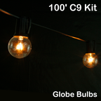 Sival 100 ft Black C9 Light String w/ Clear Globe Bulbs