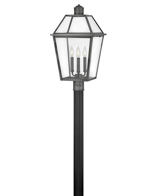Nouvelle LED Post Top or Pier Mount Lantern in Blackened Brass