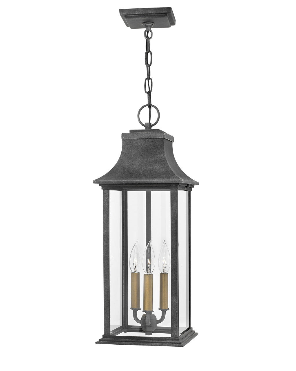 Adair LED Hanging Lantern in Aged Zinc