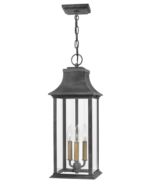 Adair LED Hanging Lantern in Aged Zinc