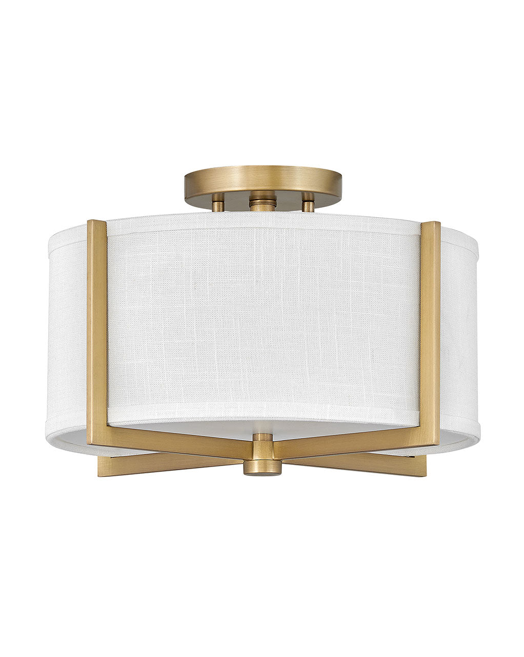 Axis Off White LED Semi-Flush Mount in Heritage Brass