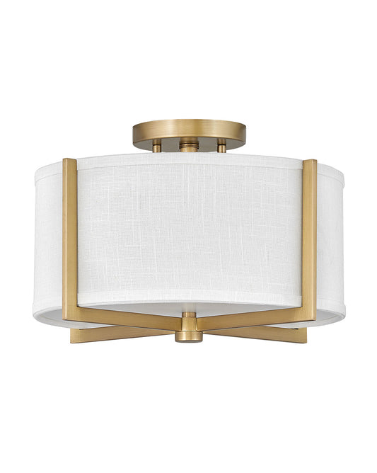 Axis Off White LED Semi-Flush Mount in Heritage Brass