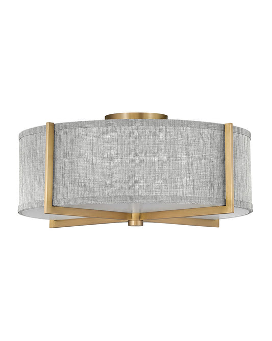 Axis Heathered Gray LED Semi-Flush Mount in Heritage Brass