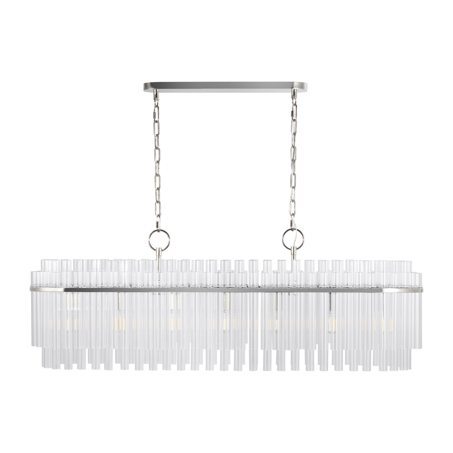 Beckett Seven Light Linear Chandelier in Polished Nickel