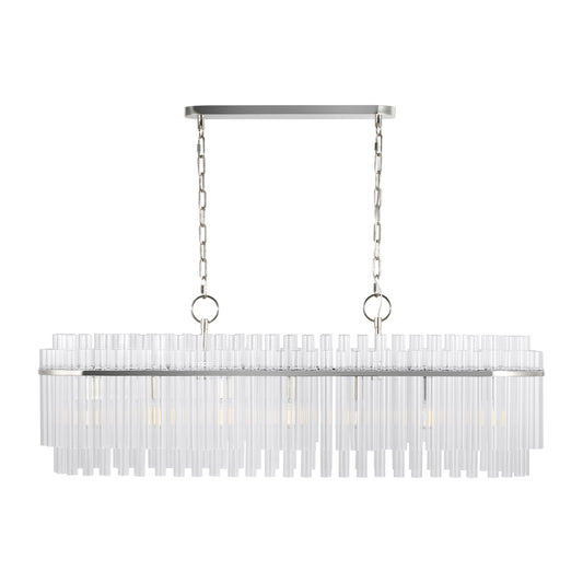 Beckett Seven Light Linear Chandelier in Polished Nickel